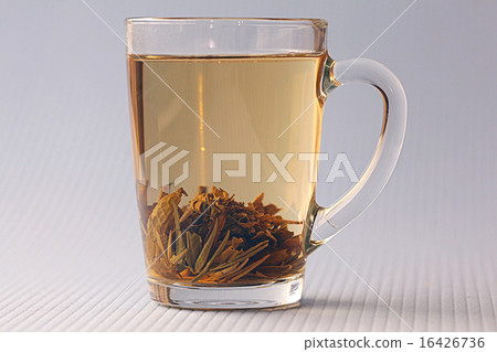 cup of green tea, white background 16426736