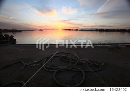 sunset on the river landscape sunset on the river landscape 16428402