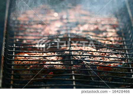 grilled meat skewers, barbecue grilled meat skewers, barbecue 16428466