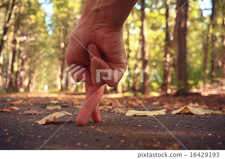 hand fingers are going autumn park hand fingers are going autumn park 16429193