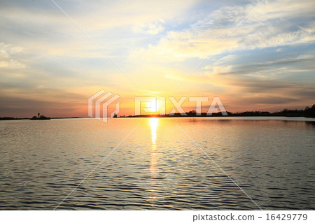 sunset on the river landscape 16429779