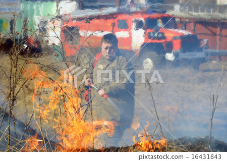 Sokol, RUSSIA - May 4: fire man on forest fire in Sokol on May 4, 2014, in Sokol, Russia Sokol, RUSSIA - May 4: fire man on forest fire in Sokol on May 4, 2014, in Sokol, Russia 16431843