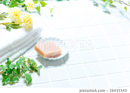Bus image (tile, soap, towel, flower, ivy) 16435543