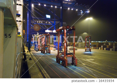 Container Cargo operation in busy port terminal.  16435934