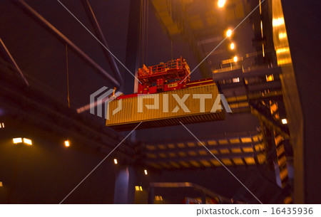 Container Cargo operation in busy port terminal. Container Cargo operation in busy port terminal. 16435936