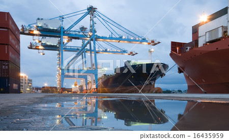 Container Cargo operation in busy port terminal. Container Cargo operation in busy port terminal. 16435959