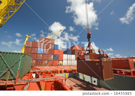 Container Cargo operation in busy port terminal. Container Cargo operation in busy port terminal. 16435985