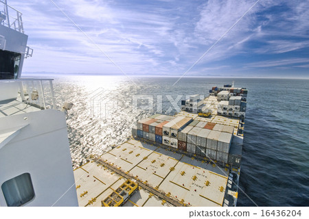 Large container vessel ship and the horizon Large container vessel ship and the horizon 16436204