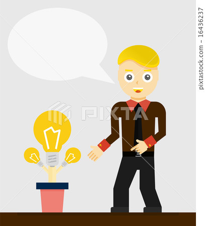 Young businessman talking about his new idea. Growing light bulbs, startup concept Young businessman talking about his new idea. Growing light bulbs, startup concept 16436237