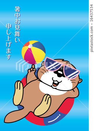 與海灘球的海otaku熱的夏天問候在浮動圓環 與海灘球的海otaku熱的夏天問候在浮動圓環 16437534