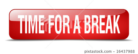 time for a break red square 3d isolated web button - Stock Illustration ...