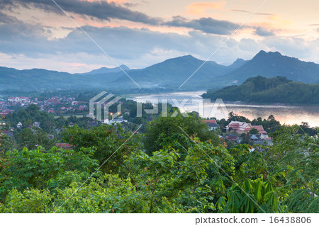 Evening view over Luang Prabang, Laos Evening view over Luang Prabang, Laos 16438806