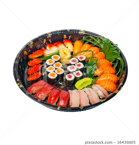 take away sushi express on plastic tray take away sushi express on plastic tray 16439805