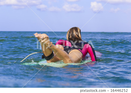 Surfer girl on Amazing Blue Wave Surfer girl on Amazing Blue Wave 16446252