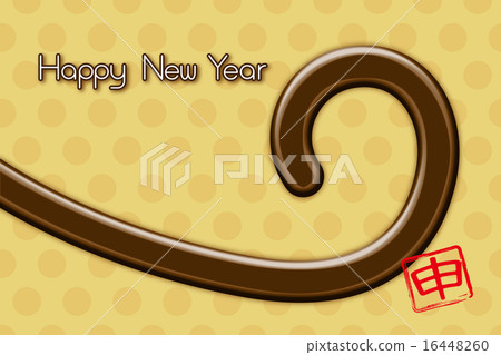 尾巴_背景黃色波爾卡_前面的標記_白色棕色邊緣陰影字母 16448260