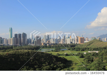 China's Shenzhen city from hong kong view China's Shenzhen city from hong kong view 16450478