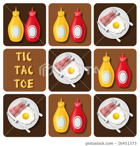 Tic-Tac-Toe of bacon and fried egg and seasoning 16451373