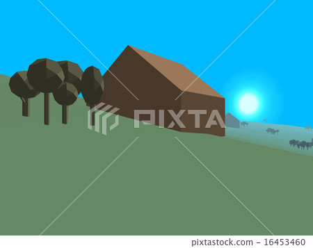 Low poly retro style landscape 16453460