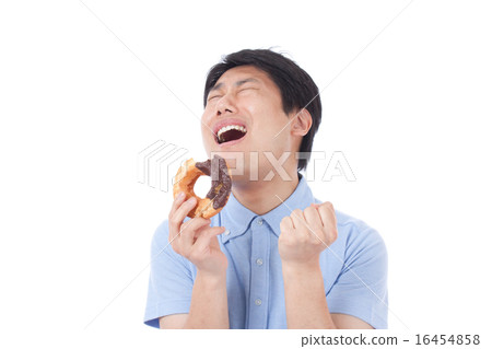 甜甜圈吃糖果微笑的人 16454858