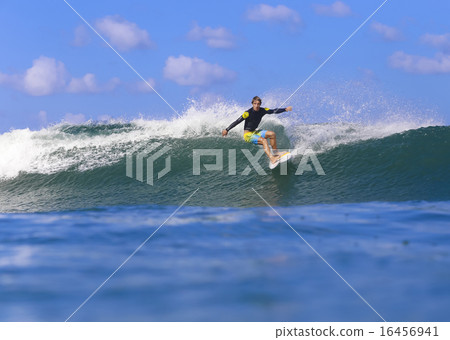 Surfer on Amazing Blue Wave Surfer on Amazing Blue Wave 16456941