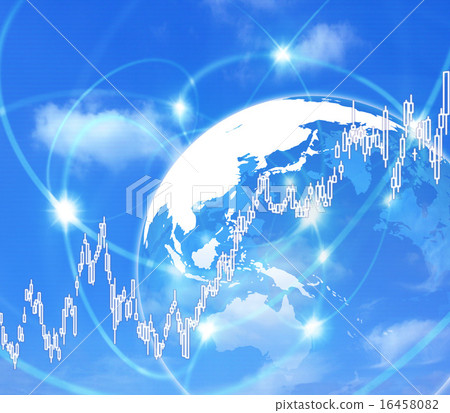 Image of the Earth and the Nikkei average chart Image of the Earth and the Nikkei average chart 16458082
