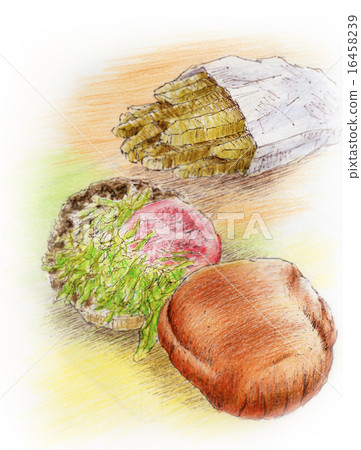 Food illustration ~ Hamburger · French fries 16458239