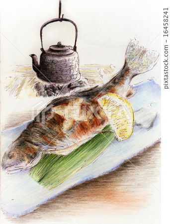 食物例證〜河魚鹽格柵 16458241