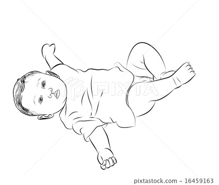Drawing of baby lying with turning face up 16459163
