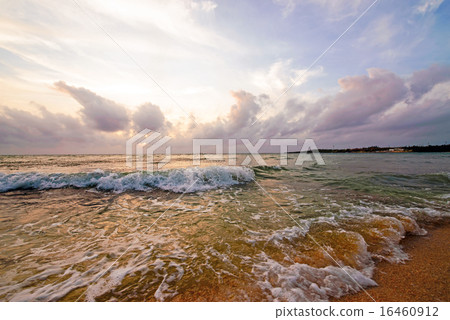 Clouds at sunset and splashed waves, Okinawa 16460912