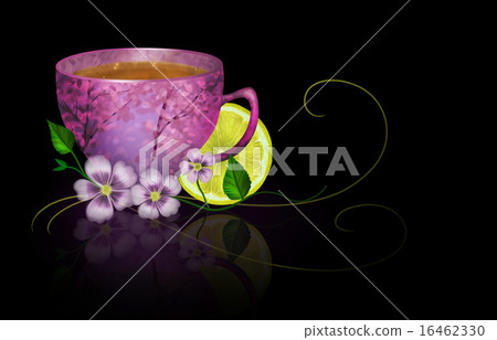Cup of tea with lemon and flowers Cup of tea with lemon and flowers 16462330