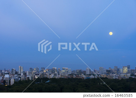 東京城市景觀景觀暮光之城暮光照亮滿月Marunouchi Otemachi赤坂高田大廈城 16463585
