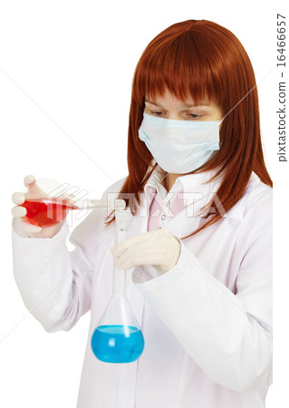 Woman - scientist mixes poisonous solutions 16466657