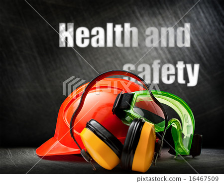 Red helmet with earphones and goggles 16467509