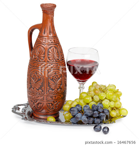 Still life - clay jug and glass of red wine Still life - clay jug and glass of red wine 16467656