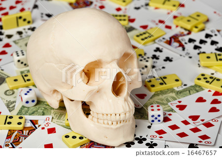 Skull on playing cards and money Skull on playing cards and money 16467657