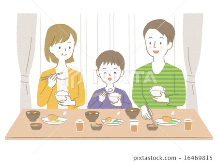 Family illustration to eat rice - Stock Illustration [16469815] - PIXTA