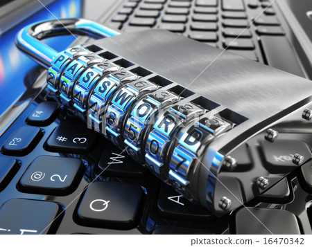 Internet security concept. Laptop and safe lock - Stock Illustration ...