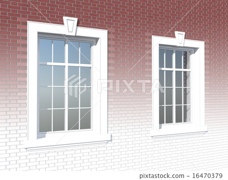 Two windows in a brick wall Two windows in a brick wall 16470379