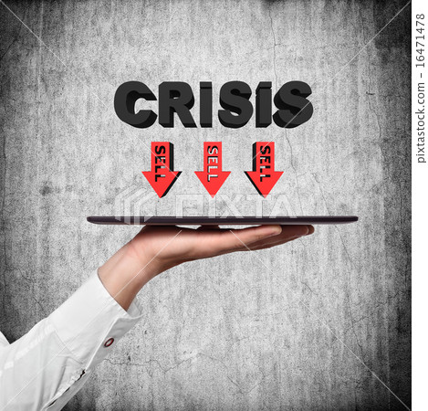hand holding tablet with crisis 16471478