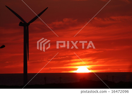 Windmill and sunset Windmill and sunset 16472096