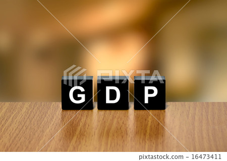 GDP or Gross domestic product on black block 16473411