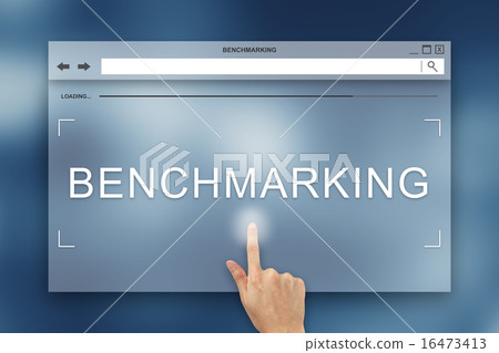 hand press on benchmarking button on website 16473413