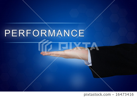performance button on blue background 16473416
