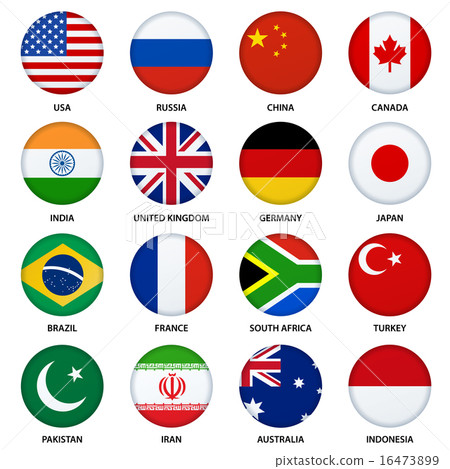 Set of round flags buttons - 1 16473899