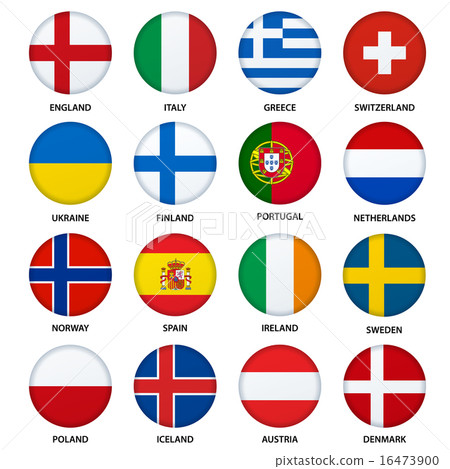 Set of round flags buttons - 2 16473900