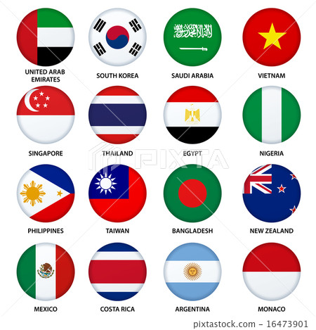 Set of round flags buttons - 3 16473901