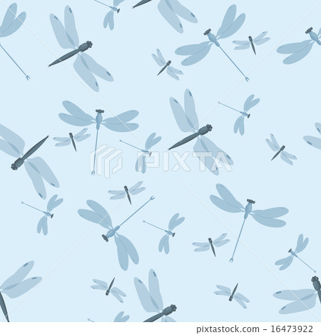 Vintage seamless blue pattern with dragonflies - Stock Illustration ...