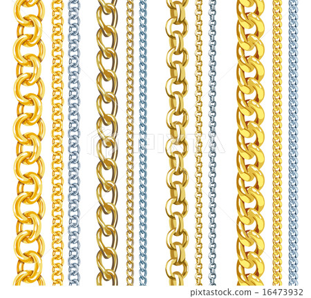 Set of realistic vector gold and silver chains Set of realistic vector gold and silver chains 16473932