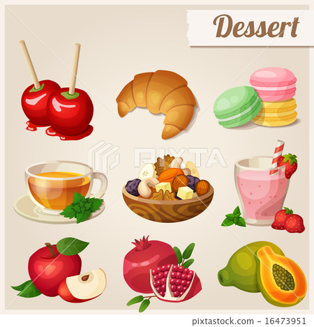 Set of different food icons. Dessert.   16473951