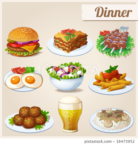 Set of food icons. Dinner.   16473952